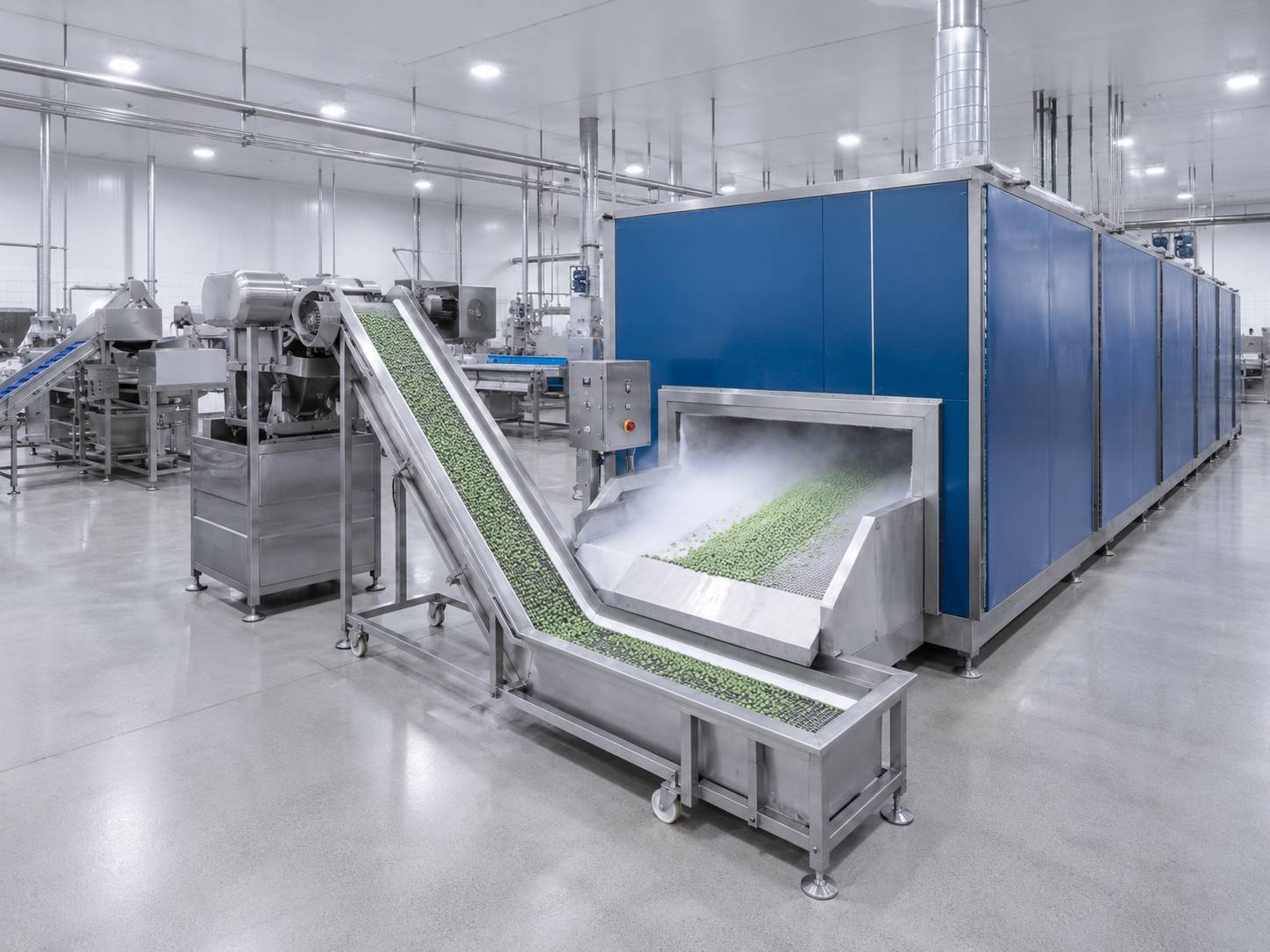Pre-frozen food processing production line