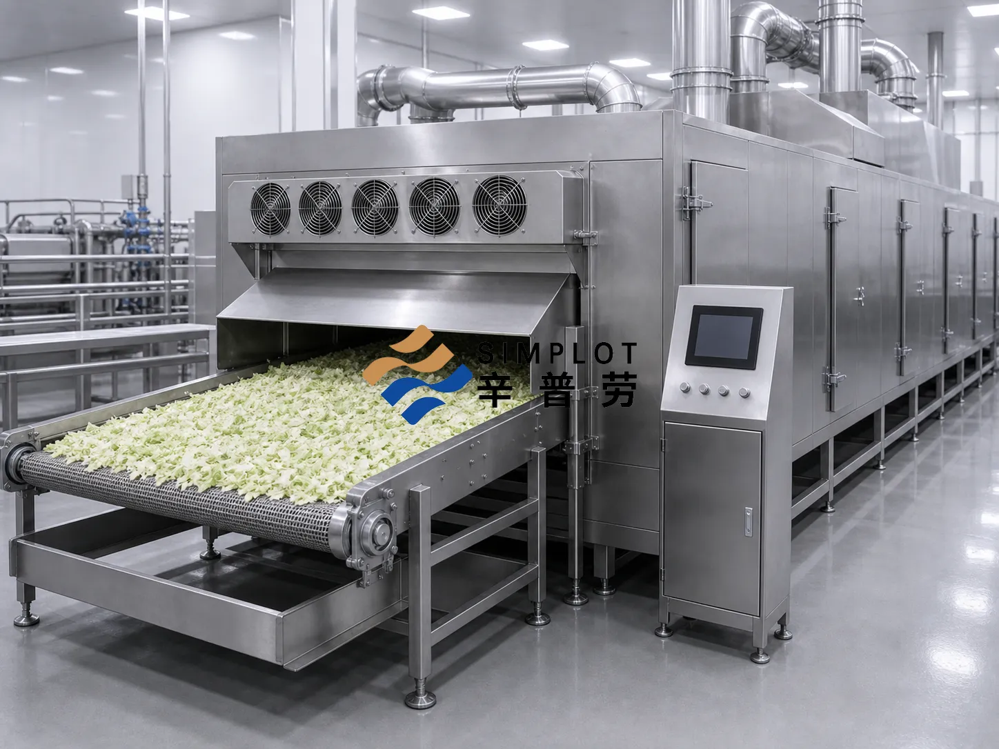 Frozen cabbage processing equipment with washing cutting blanching cooling and freezing process